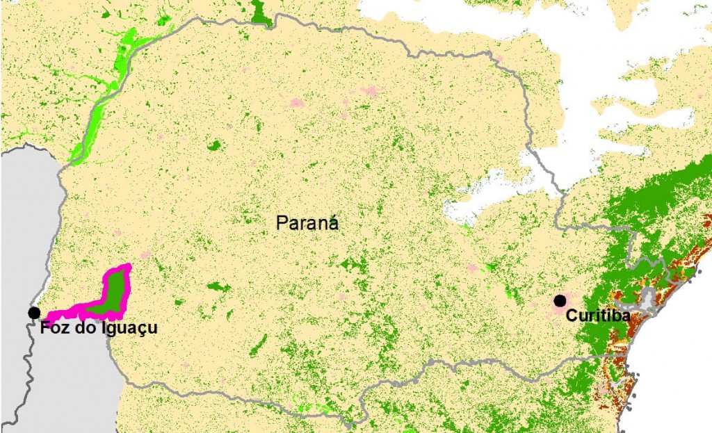 Figura 1: Mapa do Paraná com destaque no Parque Nacional do Iguaçu. Fonte: Rede Social Rede Pró UC.